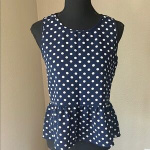 ‼️ SUMMER SALE ‼️Como Vintage Blue and White Sleeveless Peplum Tank Top